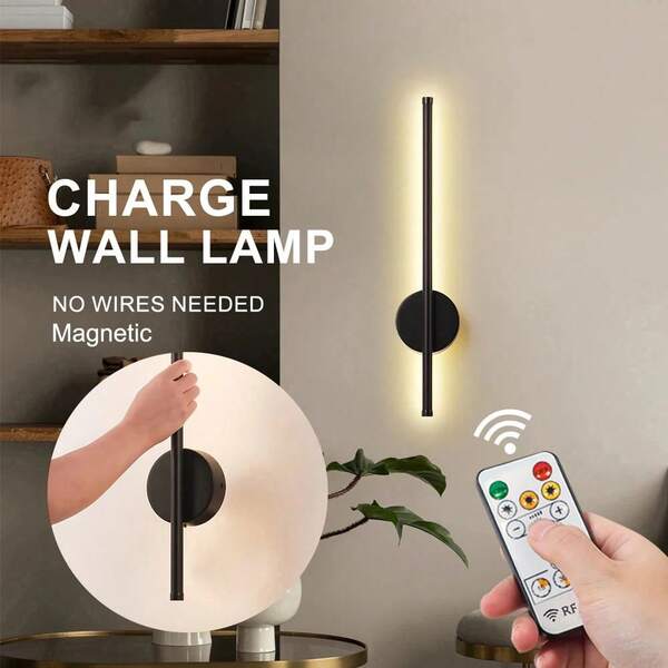LED Rechargeable Wall Light Wireless Internal Wall Sconce 50 80cm Dimming For Livingroom Sofe Beside Bedroom Wall Decor Lamp Infinite Dimming Remote Control Switch Wall Lamp Bedroom Study Interior Decoration Night Light