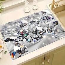 1 pieza Alfombrilla con patrón de diamante para máquina de café, almohadilla elegante y creativa para máquina de café, estera de diatomita, adecuada para máquinas de espresso y cafeterías, alfombrilla decorativa para secar platos