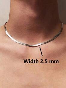 Men's Stainless Steel Minimalist Flat Snake Chain Necklace, Super Shiny Necklace For Women Fashion Stainless Steel Hip Hop Jewelry - Silver - View 5