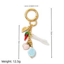1pc Fashion Keychain Sun Pollen Colored Heart-Shaped Cherry Strawberry DIY Handbagcrossbody Bag, Car Keychain Decoration Can Be Freely Matched. Plated With 18K Gold, Suitable For Giving To Mothers, Wives, And Girlfriends. - Multicolor - View 6