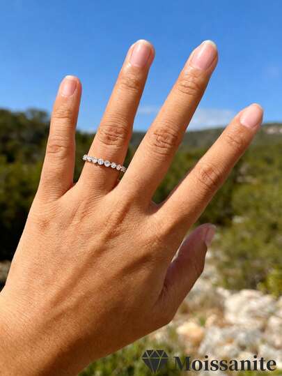 1 Stück S925 Sterling Silber 1,4 Karat Rund Moissanit Klassischer Solitär Ring, Unisex Ehering, Qualitäts-Schmuckgeschenk für Jahrestag, Hochzeit