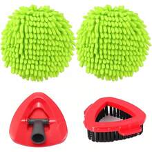 Cabezales de repuesto para el sistema de trapeador giratorio y limpieza por enjuague OCedar, con 2 recambios de trapeador de microfibra, 1 cepillo de fregar y 1 base de trapeador, combo 2687 - Verde - Ver 9