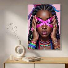 1pc African American Hair Braiding Wall Art Canvas Print - Empowering Beauty Salon Decor For Living Room, Bedroom, Or Beauty Studio - Modern Aesthetic Home Artwork - Nhiều màu - Xem 2