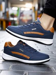 Men's Sneakers Sports Casual Shoes PU Leather Outdoor Men Walking Shoes Four Seasons Soft Bottom