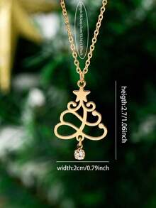 1 Pc Minimalist Christmas Tree Pendant Necklace, Holiday Festive Xmas Jewelry Gift For Women&Girls