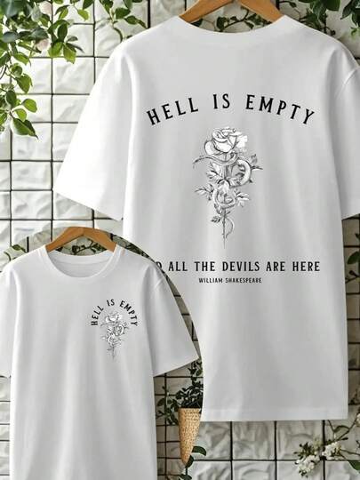 1pc, 100% algodón, Hell Void, Camiseta impresa con todos los demonios en este patrón, camiseta de manga corta de cuello redondo para hombres de primavera y verano, camiseta deportiva casual transpirable de algodón, regalo de vacaciones