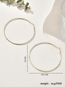 1 paire Boucles d"oreilles en acier inoxydable pour femmes, grandes et exagérées en forme de cercle C - Or jaune - Voir 8