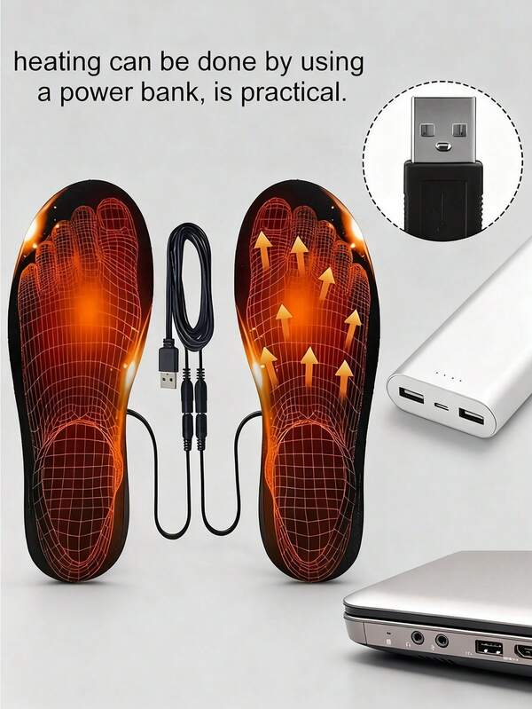 USB Electric Heating Insoles, Warm Velvet Insoles, Electric Foot Warmers, Winter Warmers, Can Be Cut, Warm Foot Care, Soft And Comfortable Foot Care