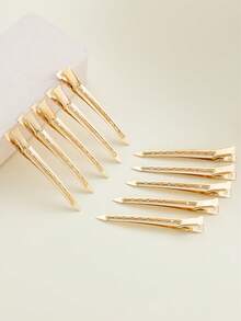 12个金属鳄鱼夹，女士分区夹，银色长发夹，卷发棒专用鳄鱼夹，适合浓密头发，可用于卷发棒，沙龙级使用，DIY蝴蝶结爪夹，发夹，发饰 - 彩色 - 查看 11