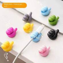 10pcs Thumb Hook Hub, Creative And Cute Data Cable Storage And Cable Organizer, Desktop Tidy-Up, Thumb Sticky Hook