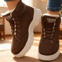 Women's Ankle Boots, Black Short Boots, Fur Lined For Warmth, Snow Outdoor Boots - màu nâu - Xem 1