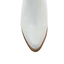 ARiderGirl Sissyy Women's Stacked Leather Heel Snake And Cow Print Pointed Toe Slip-On Western Mules - 白色 - 查看 3