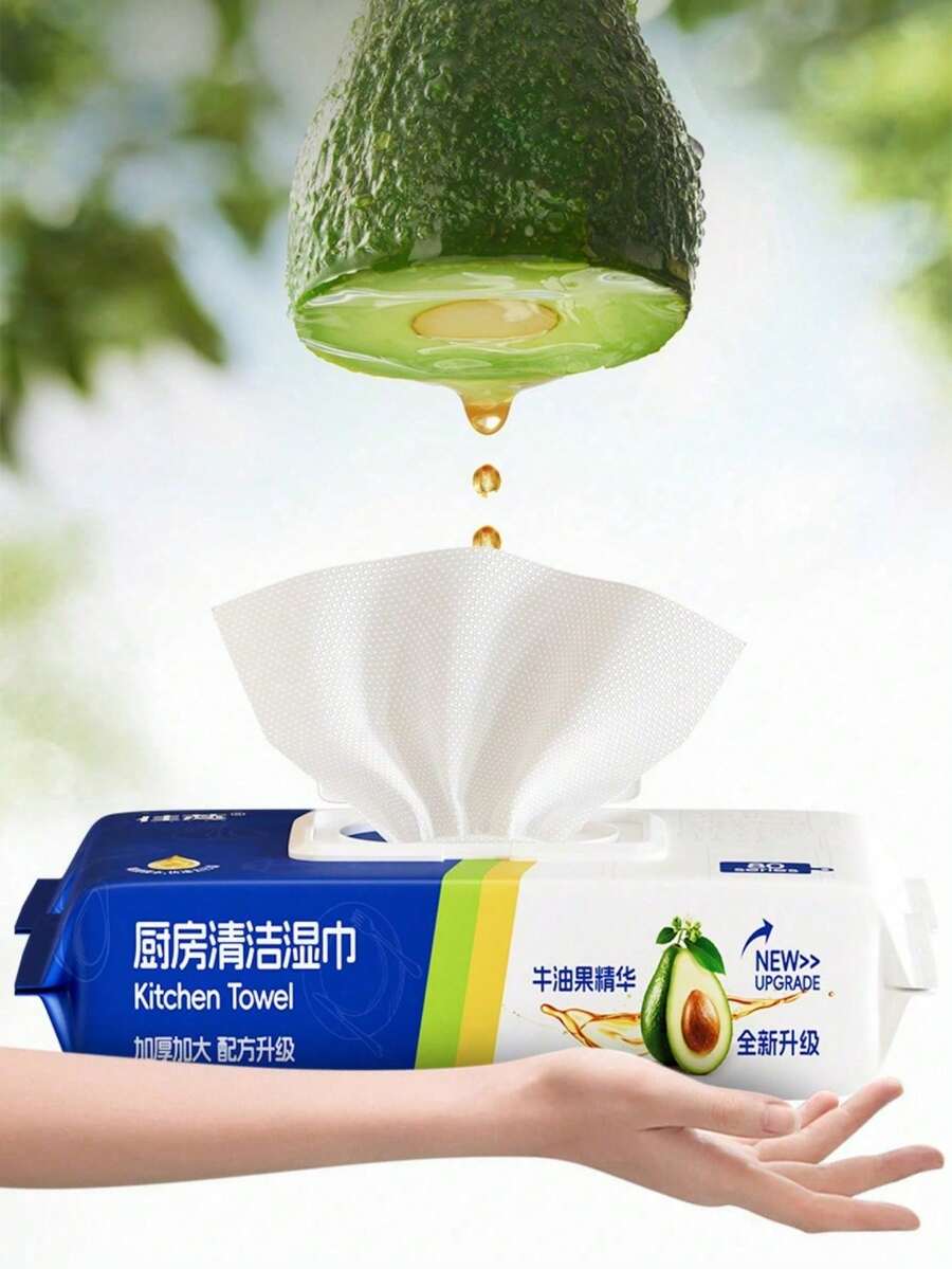 Chusteczki nawilżane do czyszczenia kuchni, 80 arkuszy, duże opakowanie, skuteczne usuwanie plam, jednorazowe czyszczenie, chusteczki nawilżane do usuwania tłuszczu, zagęszczone chusteczki nawilżane do kuchni, delikatne do artykułów gospodarstwa domowego, idealne w podróży, chusteczki nadające się do spłukiwania w toalecie
