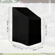 غطاء كرسي خارجي من قماش أكسفورد 210D - مقاوم للماء والغبار والثلج والشمس - أسود سميك - لاستخدام داخلي/خارجي - قابل للغسيل في الغسالة - واقي لأثاث الحديقة، غطاء أريكة/كرسي استرخاء خارجي، مقاوم للأشعة فوق البنفسجية، غطاء أثاث خارجي متين