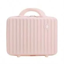 14 Inch Portable Suitcase, Cosmetics Storage Hard Shell Suitcase, Mini Small Convenient Travel Suitcase. There Is An Elastic Band On The Back That Can Be Worn Over The Luggage Handle. There Are Three Colors To Choose From: Black, White, And Pink. The Size Is 30cm * 16cm * 23cm