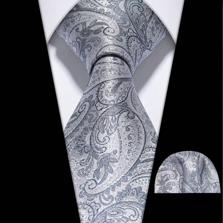 Men Tie Sets Classic Fashion Necktie Set For Business Party - White - View 1