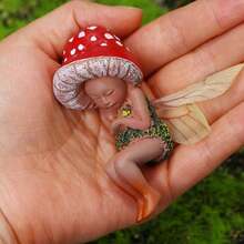 Ornament din rășină, zână adormită, rășină artizanală, ciuperci de dormit, elf, ornamente, mici păduri, ciuperci de pădure, zână, ornamente
