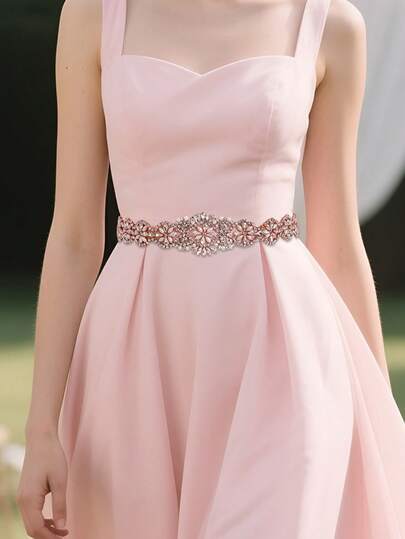 1 pieza Faja larga para vestido de novia, cinturón de cintura con cristales para vestimenta formal, accesorio de novia hecho a mano, regalo para fiestas, faja para dama de honor, accesorio de disfraz para fiestas