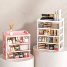 1pc Luxury Drawer Style Desktop Storage Cabinet, Multi-Layer Transparent Makeup Organizer Box, Vanity Table Storage Box - White - View 1