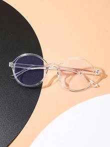 1 Pair Oval Frame Fashion Non-Prescription Glasses, Suitable For 14-16 Years Old Teens, Daily Decoration, Back To School, Campus Style, Holiday, Travel, Halloween Party, Photography Props