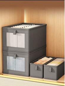 صندوق تخزين قماشي قابل للطي كبير مع غطاء، من قماش أكسفورد مقوى مع فتحة للرؤية، لتنظيم المنزل والخزانة وديكور المناسبات والغرف وغرفة النوم، لتخزين الفساتين والبنطلونات والأحذية والتنانير والقمصان البيضاء والبنطلونات السوداء والملابس الشتوية للسيدات