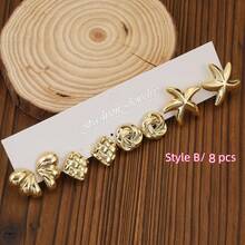 Bộ 2-38 bông tai mạ vàng thời trang và đáng yêu với nhiều hình động vật khác nhau, sao biển, vỏ sò, hoa, bướm, gấu nhỏ, phù hợp cho mọi cô gái đeo hàng ngày - Vàng - Xem 3