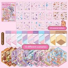 1 Set de Libros de Pegatinas 3D (20 Pegatinas PET + 10 Cartulinas de Escena), Pegatinas Decorativas Apilables, Etiquetas de Pegatinas Lindas, Papel Collage, Pegatinas Pequeñas de Escena, Kits de Libros de Papel DIY, Adecuado para Scrapbooks, Tarjetas de Felicitación, Pegatinas para Teléfonos Móviles, Diarios de Balas, Envoltorios de Regalo de Cumpleaños, Diarios y Cuadernos, Manualidades, Pegatinas para Teléfonos Móviles, Personajes de Pegatinas Lindos