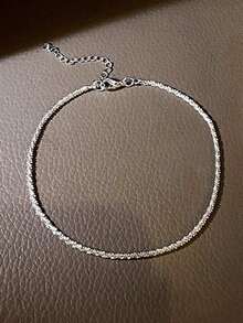 1 pieza Tobillera brillante con estrellas para mujeres, diseño único y elegante minimalista, adecuado para uso diario, fiestas y reuniones - Plateado - Ver 2