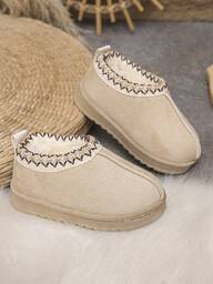 Children's Simple Color-Blocking Thermal Lined Warm Outdoor Snow Boots, Comfortable And Warm