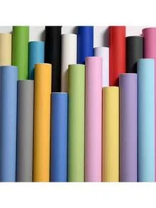 1 Roll Yellow Home Decor Adhesive Wallpaper, Waterproof Vinyl Contact Paper For Living Room Wall Sticker, Cabinet Kitchen Decorative Wall Decal, Self-Adhesive Wallpaper Wall Paper Wall Stickers Wall Decor Room Decor Wallpaper Stickers Wall Bedroom Decor - Yellow - View 3