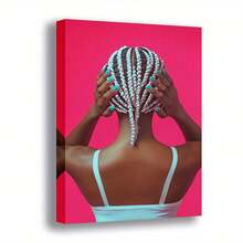 1pc African American Hair Braiding Wall Art Canvas Print - Empowering Beauty Salon Decor For Living Room, Bedroom, Or Beauty Studio - Modern Aesthetic Home Artwork - 彩色 - 查看 1