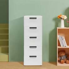 Plastic Drawers Dresser,Storage Cabinet With 5 Drawers,White Closet Drawers Tall Dresser Organizer For Clothes,Playroom,Bedroom Furniture,Stackable Vertical Clothes Storage Tower - 白色 - 查看 10