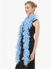 1 pieza Boa de plumas artificiales Chandelle de 2 yardas de largo, bufanda esponjosa natural, accesorio vibrante para fiesta de té, carnaval, fiesta de cumpleaños, boda, decoración, cabina de fotos, disfraz, baile, manualidades DIY