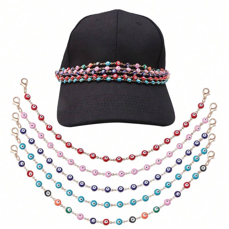 1pc Colorful Devil's Eye Metal Hat Chain Decor