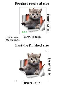 2024年最新到貨的可愛貓型廁所貼紙,浴室裝飾自粘式牆紙