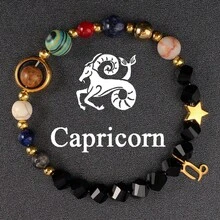Twelve Constellations Bracelet Asymmetrical Cut Natural Stone Eight Planets Beaded Bangle Women Fashion Jewelry Couple Friendship Accessories Gifts For Loved And Friends