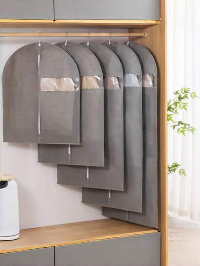 1 peça de capa protetora contra poeira para roupas, bolsa transparente para pendurar com zíper, cinza, bolsa para guardar guarda-roupas, capa transparente para pendurar roupas, economia de espaço, bolsa para guardar guarda-roupas, armazenamento de guarda-roupas à prova de umidade, adequada para uso com roupas