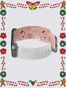 1pc Christmas Gingerbread Man Pattern TPU Watch Band Compatible With 38/40/41/42/44/45/49mm Ultra/SE/9/10/8/7/6/5/4/3/2/1