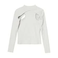 Puma Áo thun thể thao dài tay cổ tròn thiết kế khoét lỗ thời trang dành cho nữ 63092109 - Xám nhạt - Xem 5