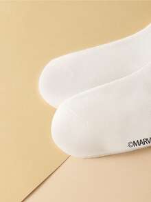 Marvel 5 Pairs Kids Socks, Superhero Spider-Man Socks, Boys' Mid-Calf Socks, Double Bars Korean Style Black & White Cartoon Socks, Autumn/Winter, Girls' Spider-Man & Superhero Character Socks - Multicolor - View 4