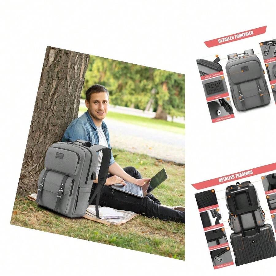 Mochila Impermeable y Durable para Laptop - Multifuncional, Ideal para Viajes y Negocios, Unisex Adulto - Negro - Ver 1