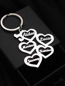 1pc Customized Multi-Heart Shaped Name Keychain, Stainless Steel Accessory, Personalized Family Member Name Keychain, Family Gift, Father's Day Gift, Graduation Gift, Couple Gift, Friendship Gift - Multicolor - View 14