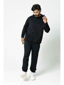 Men's Polyester Hoodie Set - Spring/Autumn Casual Clothing Set - Black - View 2