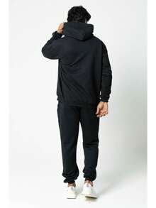 Men's Polyester Hoodie Set - Spring/Autumn Casual Clothing Set - Black - View 3