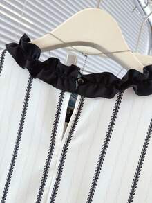 大码女式春季时尚休闲日常百搭印花撞色长袖衬衫，女士户外/旅行/度假装