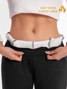 Black Velvet Loose Fit Pants With Pockets, Suitable For Sports, Yoga, Casual Daily Wear, Fleece Fabric, Autumn/Winter - Black - View 4