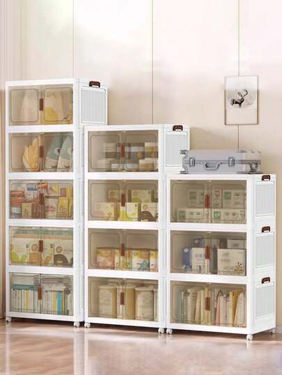 5layer Storage Box Stacked Folding Storage Cabinet - Aesthetic Room Decor, Home Decor, Kitchen Accessories, Bathroom Decor, Bedroom Decor - For Shoes, Clothing & More - Suitable For Organizing & Maximizing Space