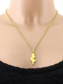 1pc Women's Elegant Stainless Steel Smooth Pendant Necklace, Versatile Design Suitable For Various Styles