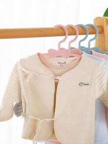 10pcs Beige Children's Clothes Hangers, Portable Display Hangers, Plastic Kids Jacket Hangers, Baby Garment Organizer