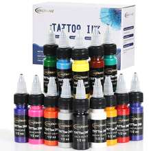 yikexuanli Set de tinta para tatuajes de 3/7/14 colores de 15ml, de larga duración y resistente, con colores ricos y mezclables libremente. Adecuado para pintura corporal, diseño de tatuajes, tatuajes DIY y práctica de tatuajes. - Multicolor - Ver 15